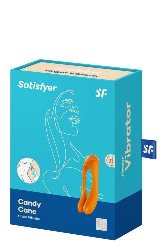 Satisfyer Candy Cane Orange - Вібратор на палець, 11х3.5 см (помаранчевий) - купити в Києві, Україні