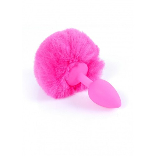 Boss Jewellery Silicon PLUG Bunny Tail Pink - Анальная пробка с хвостом, 6,5х2,7 см (розовый)