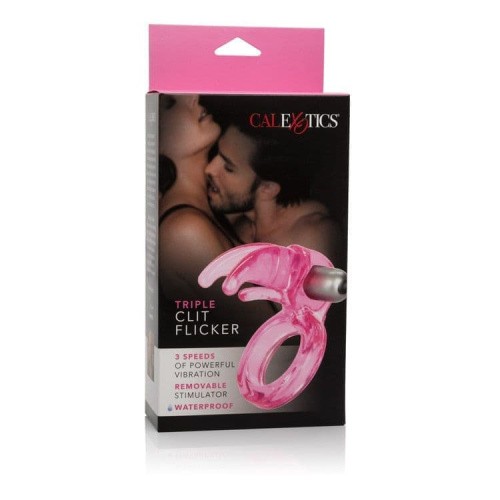 CalExotics Triple Clit Flicker - виброкольцо, 7х3.5 см (розовый)