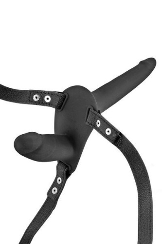 Подвійний страпон Fetish Tentation Strap-On with Double Dildo, 15 см - купити в Києві, Україні