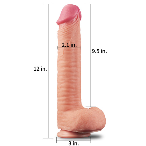 12" Dual Layer Platinum Silicone Cock - Фаллоимитатор, 30,5 см (телесный)