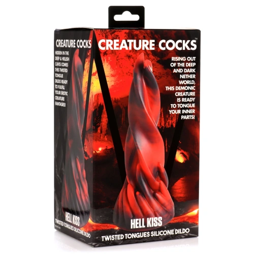Creature Cocks Hell Kiss Twisted Tongues Silicone - фантазийный фаллоимитатор в виде языка монстра, 18.8х5.6 см (чёрный с красным)