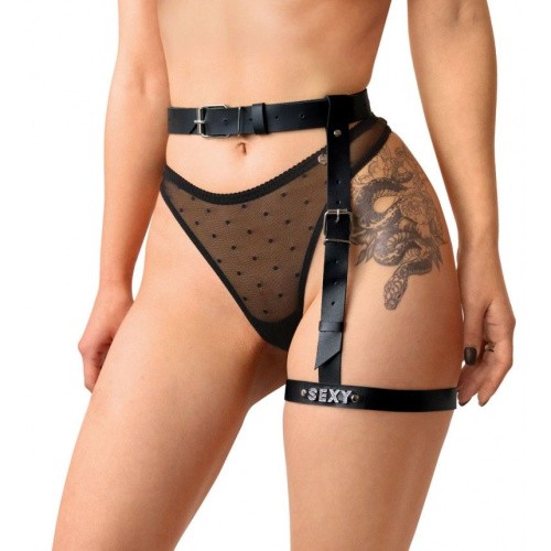 Art of Sex Naomi - Гартер на ногу с надписью Sexy XS-2XL (чёрный)