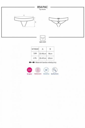 Obsessive 854-PAC-1 otwarte - эротические стринги с доступом, L/XL (чёрный)