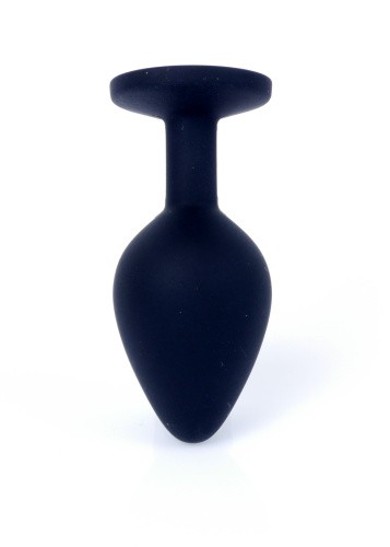 Boss Silikon Plug Jewellery Black Medium - Анальная пробка с кристаллом, 8х3.5 см (черный с розовым)