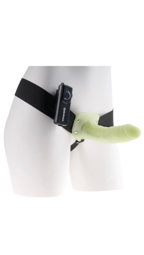 Fetish Fantasy by Pipedream - Vibrating Hollow Strap-On - Полый страпон с вибрацией светящийся в темноте, 16х4 см