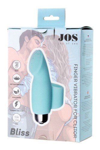 Toyfa JOS Bliss - Вибронасадка на палец для клиторальной стимуляции, 9 см (мятный)