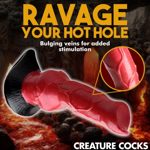 Creature Cocks Hell-Hound Canine Silicone Dildo - фантазийный фаллоимитатор Адская Гончая, 19х6.6 см (чёрный с красным)