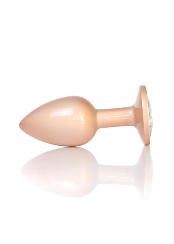 Анальная пробка с камнем B-Series Jewellery Pearl Gold Plug Clear, S