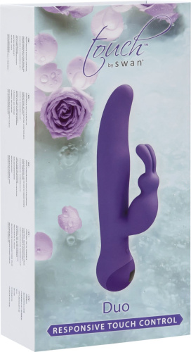 Swan Touch Duo Teal - вібратор-кролик із сенсорним керуванням та ротацією, 14х3.8 см (фіолетовий) - купити в Києві, Україні