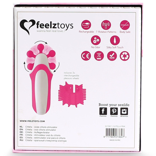 FeelzToys - Clitella Oral Clitoral Stimulator - Стимулятор с имитацией оральных ласк, 11х5 см, (розовый)