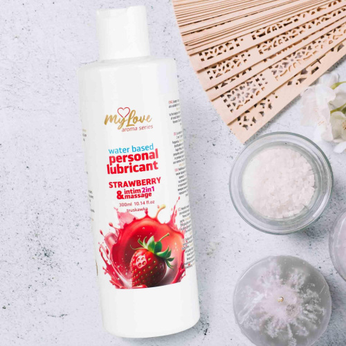2в1 лубрикант и массажный гель - MyLove Aroma Series Intim&Massage Strawberry, 300 мл