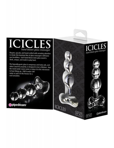 Pipedream Icicles No 47 Clear - Анальная пробка, 9,5х3,5 см