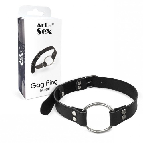 Art of Sex - Gag Ring Metal - Кляп-кільце з ремінцем з натуральної шкіри - купити в Києві, Україні