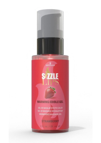 Согревающий массажный гель Sensuva Sizzle Lips Strawberry, 59 мл
