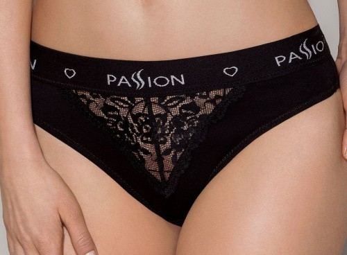 Passion PS001 Panties - Трусики с широкой резинкой и кружевом (черные, размер S)