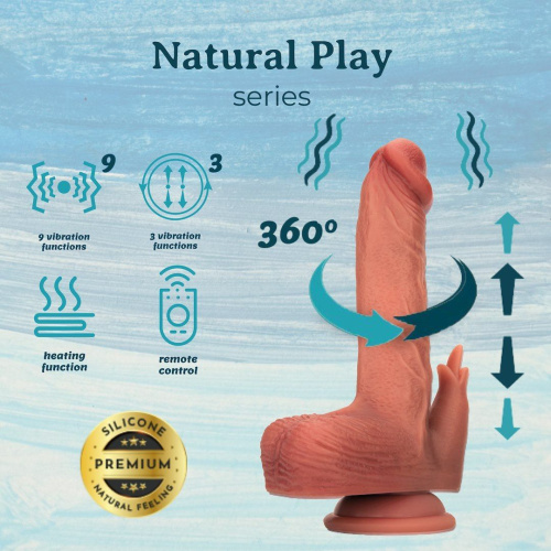 Реалистичный вибратор с толчками, вращением и подогревом Erospace Natural Play D7, 22,6 см