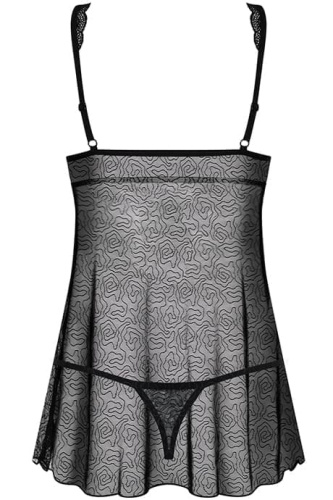 Obsessive 877-BAB-1 babydoll - ажурный бэби долл и стринги, S/M (чёрный)