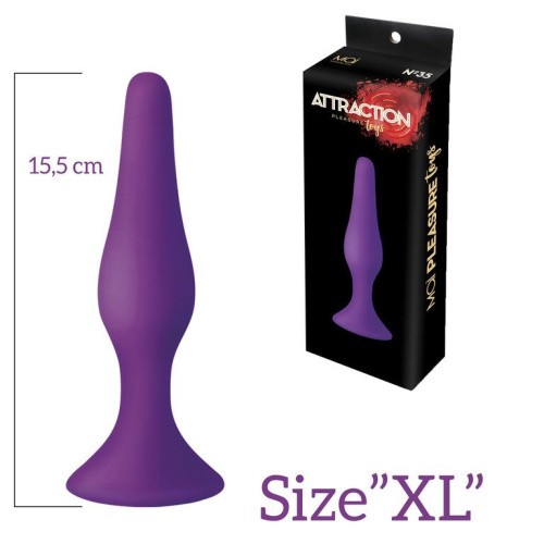 MAI Attraction Toys №35 анальная пробка на присоске, 15,5х3,8 см (фиолетовый)
