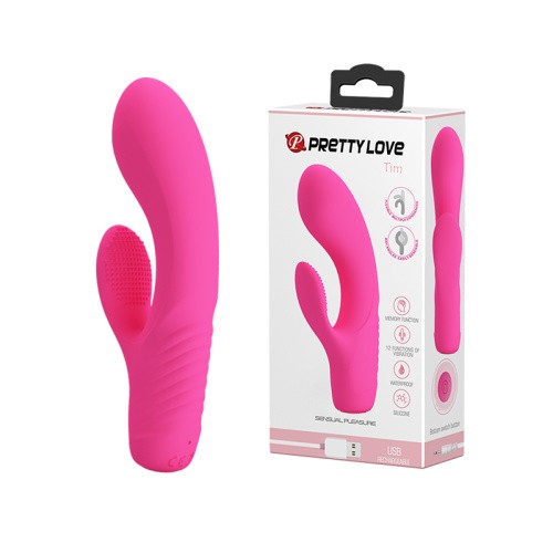 Pretty Love Tim компактный вибратор кролик, 15.5х3.5 см (розовый)