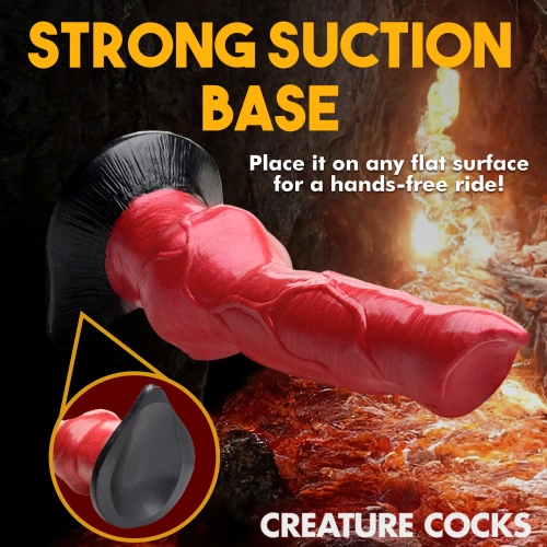 Creature Cocks Hell-Hound Canine Silicone Dildo - фантазийный фаллоимитатор Адская Гончая, 19х6.6 см (чёрный с красным)