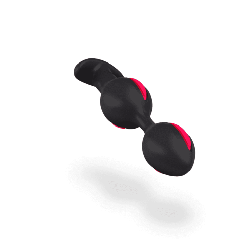 Fun Factory B Balls Duo - анальные шарики со смещенным центром тяжести, 12.5х3.6 см (чёрный с малиновым)