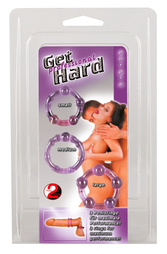 Get Hard Purple набор из 3 эрекционных колец с разной текстурой, 3-4 см