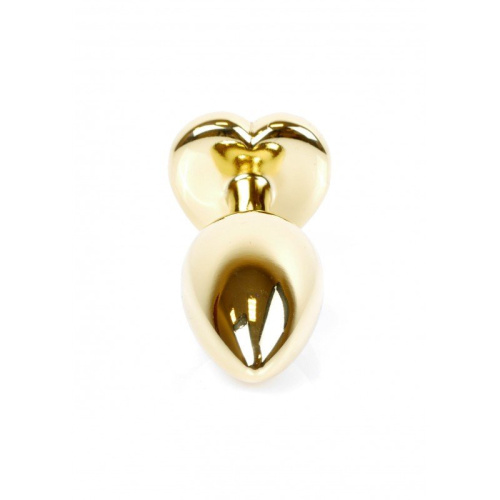 Boss Jewellery Gold Heart Plug Clear - Анальная пробка с кристаллом, 7х2,7 см (прозрачный)