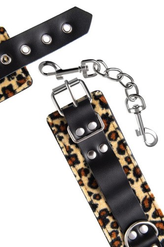 Anonymo Handcuffs PU leather - фиксаторы для ног, (леопардовый)