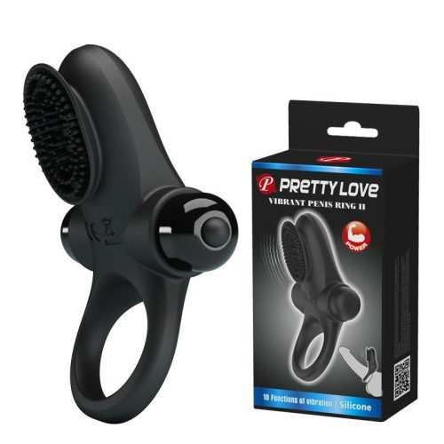 Pretty Love Vibrant Penis Ring II Black - віброкільце, 8.6х3 см (чорний) - купити в Києві, Україні