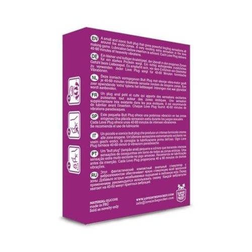 Love in the Pocket  Love Plug Vibrating Butt Plug - Анальная пробка, 3.5х2.5 см (чёрный)