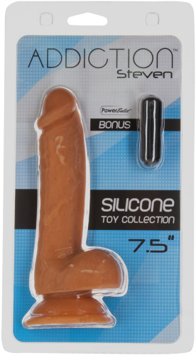 Фаллоимитатор ADDICTION Steven 7.5" Silicone Dong, 19 см + вибропуля в подарок