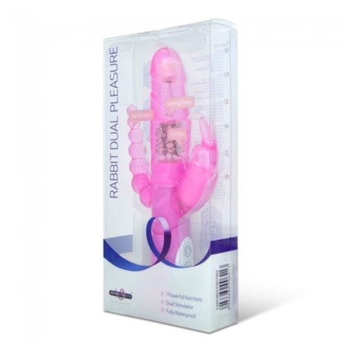 Seven Creations Dual Pleasure Slimline Rabbit - вибратор-кролик для двойного проникновения, 22х3.5 см