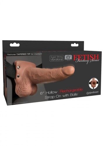 Pipedream 6inch Hollow Recharge Strap On - Полый страпон, 14х4,5 см