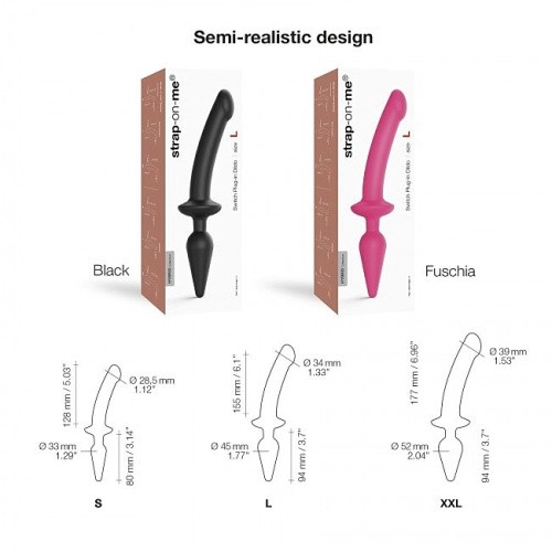 Strap-On-Me Switch Plug-in Semi-Realistic Dildo Fuchsia L - Анальна пробка з фалоімітатором, 9.4х4.5 см (фуксія) - купити в Києві, Україні