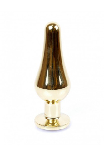 Boss Jewellery Gold Butt Plug Purple - Анальна пробка з кристалом, 9,5х3 см (фиолетовый)