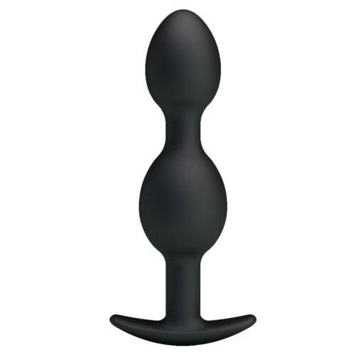 Pretty Love silicone Anal balls - Анальна пробка зі зміщеним центром ваги, 12.5х2.3-3.3 см (чорна) - купити в Києві, Україні