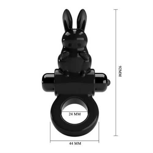 Pretty Love Exciting Vibrating Cock Ring - Ерекційне кільце з вібрацією, 2,4 см (чорний) - купити в Києві, Україні