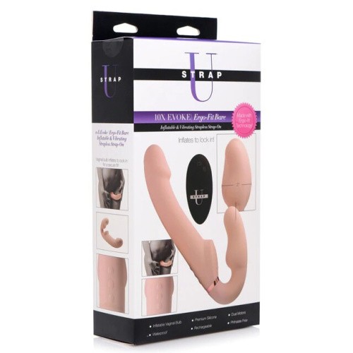 Strap U - World's 1st Remote Control Inflatable Ergo-Fit Strapless Strap-On - безремневой страпон,(телесный) 14.6х3.8см