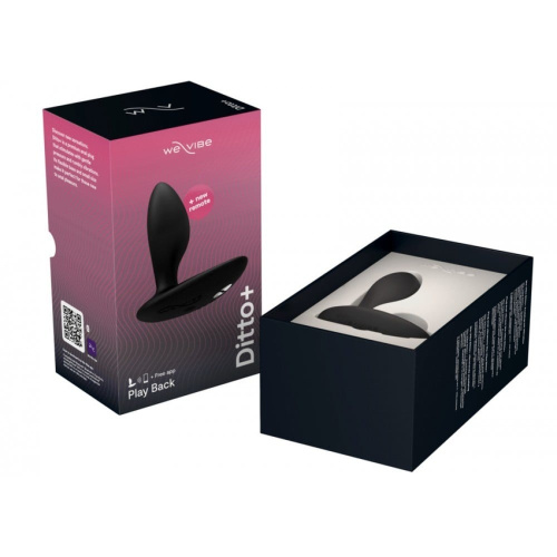 We-Vibe Ditto+ Satin Black + Лубрикант 50 мл - Анальний смарт-вібратор, 8,8 см (чорний) - купити в Києві, Україні