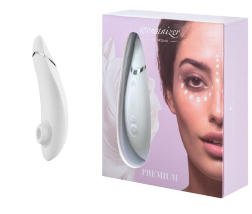 Womanizer Premium - Впечатляющий вакуумный стимулятор клитора, 15.5х5 см (белый)