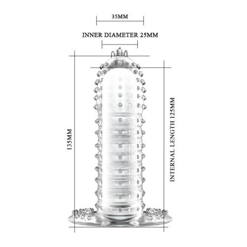 Baile Silikon Penis Sleeve Clear - Насадка на член, +5 см (прозорий) - купити в Києві, Україні