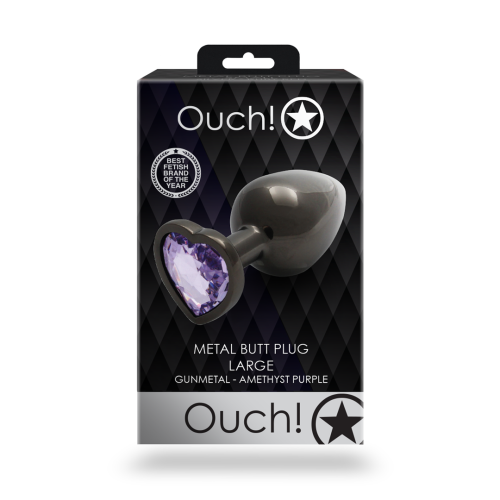Металлическая анальная пробка с кристаллом Ouch! Heart Gem - размер L