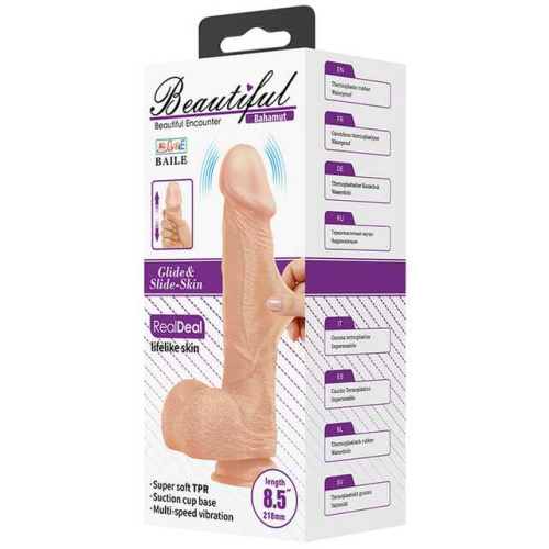 Baile Beautiful Encounter Bahamut Vibrator – реалістичний вібратор з пультом, 21.8х4.6 см (тілесний) - купити в Києві, Україні