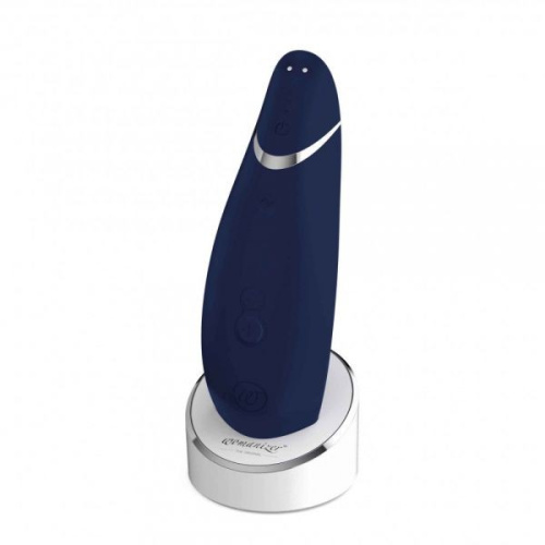 Womanizer Premium - Впечатляющий вакуумный стимулятор клитора, 15.5х5 см (синий)