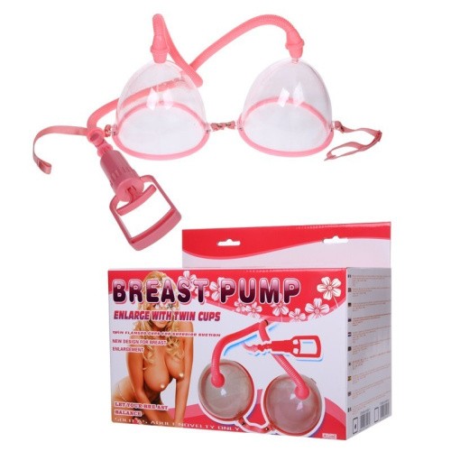 Breast Pump Enlarge With Twin Cups - Ручна вакуумна помпа для грудей, 13х11 см (рожевий) - купити в Києві, Україні