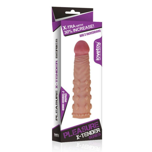 LoveToy Pleasure X-Tender Penis Sleeve Flesh Add 2" - Насадка на пенис, +5 см (телесный)