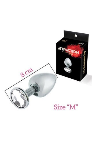 MAI Attraction Toys №73 анальная пробка с кристаллом, 8х3 см (белый)