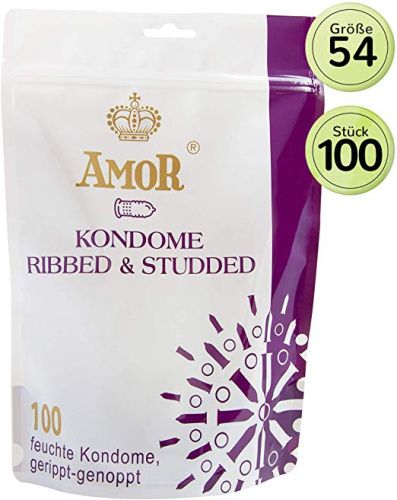 Презервативи - Amor Ribbed & Studded, 100 шт