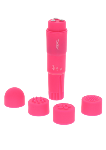 Toy Joy Funky Massager - Вібромасажер з насадками, 10х2.5 см (рожевий) - купити в Києві, Україні